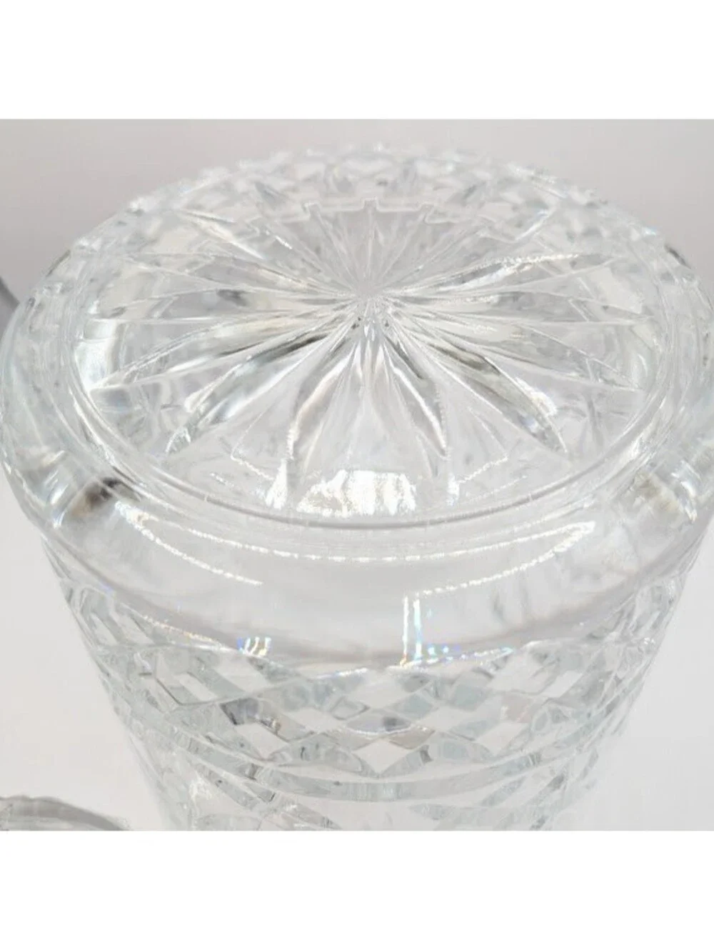 Vintage St. George Lead Crystal Biscuit Barrel Cookie Jar Lidded Fan Pinwheel